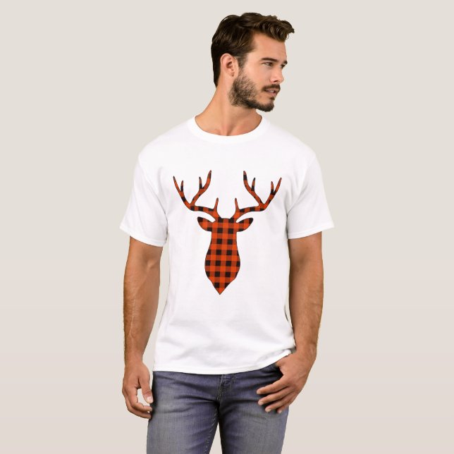Hjort Buck Head Silhouette Red and Black Play Tee Shirt (Hel framsida)