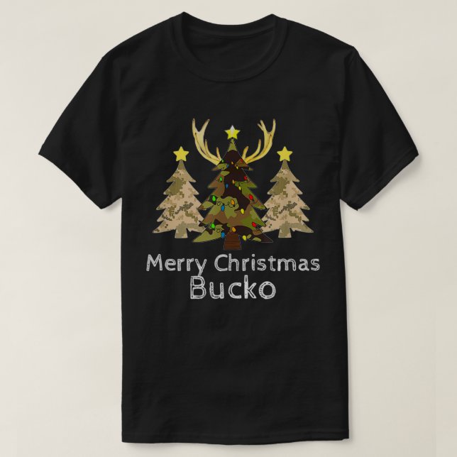 Hjort Buck Hunting jul Camo Antler Hunter Manar T Shirt (Design framsida)
