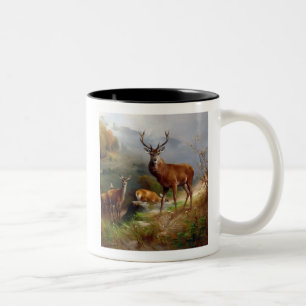 Hjort Buck Hunting Nature Camping Två-Tonad Mugg