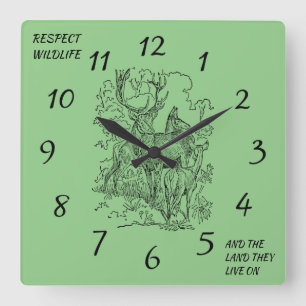 Hjort & Buck Respect Wildlife and Nature Square Wa Fyrkantig Klocka