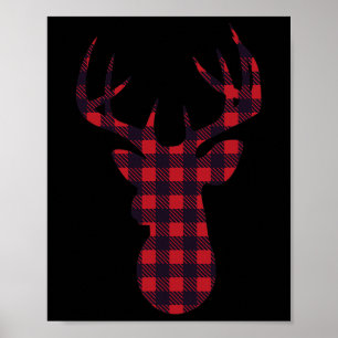 Hjort Buck Silhouette Red Plade Matching Jul Poster
