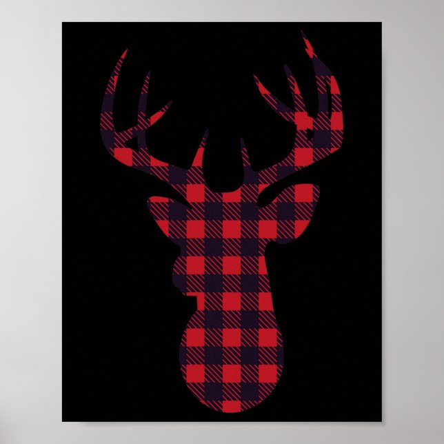 Hjort Buck Silhouette Red Plade Matching Jul Poster (Framsidan)