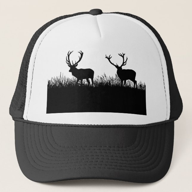 Hjort Bucks Silhouette Grass Wildlife Nature Keps (Framsida)
