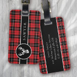 Hjort Buffalo Play Red Black Monogram Bagagebricka<br><div class="desc">Lyft upp ditt bagage med den här personligen som är perfekt för resenärer</div>