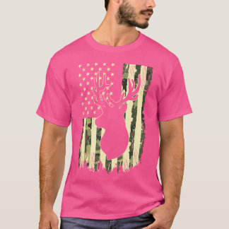 Hjort Camo USA flagga Buck Elk Hunting American Hu T Shirt