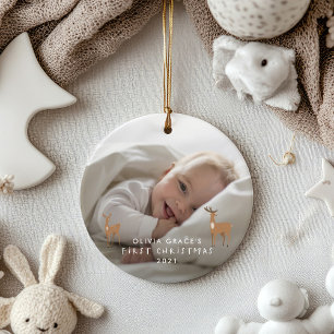 Hjort Ceramic, första julen, 1 foto, baby Julgransprydnad Keramik