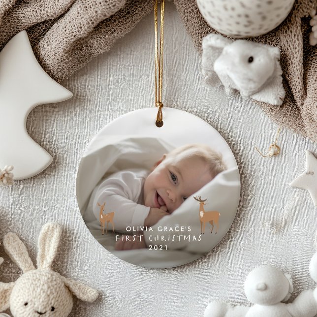Hjort Ceramic, första julen, 1 foto, baby Julgransprydnad Keramik (Skapare uppladdad)