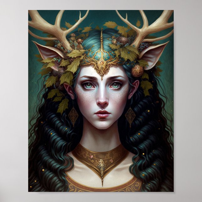Hjort Dam Fantasy Art Poster (Framsidan)