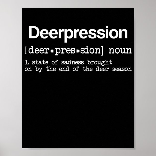Hjort Depression Funny Hunter Elk Definition Hunti Poster (Framsidan)