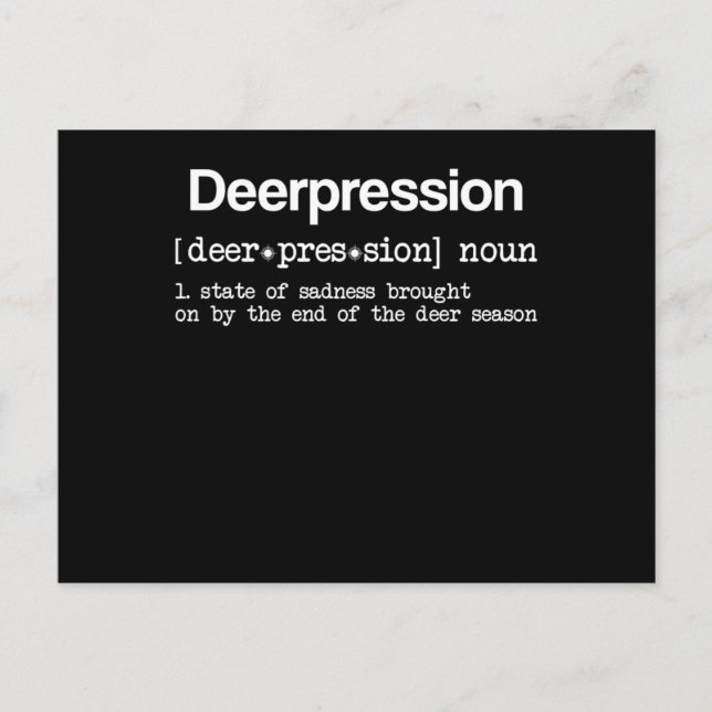 Hjort Depression Funny Hunter Elk Definition Hunti Vykort (Framsida)