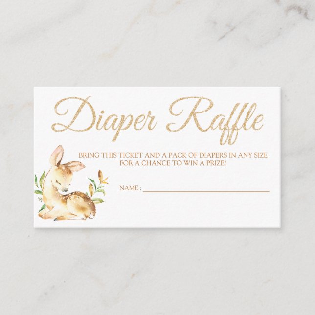 Hjort Diaper Raffle Card Biljett for Baby Shower Tilläggskort (Framsida)