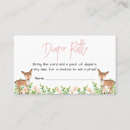 Hjort Diaper Raffle Card Insert, Rosa Blommigt Visitkort