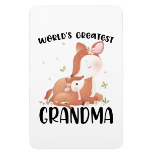 Hjort Doe and Fawn Världsmästare Grandma Magnet