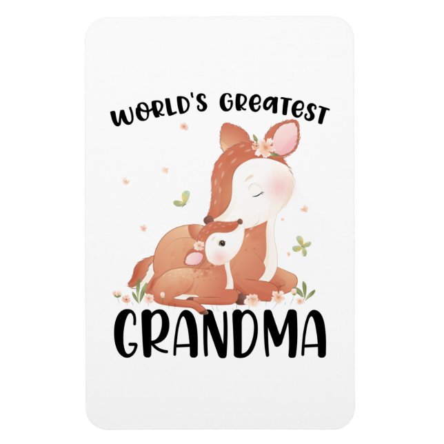 Hjort Doe and Fawn Världsmästare Grandma Magnet (Vertikal)