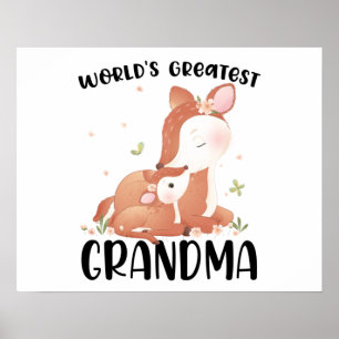 Hjort Doe and Fawn Världsmästare Grandma Poster