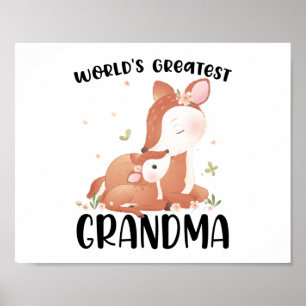 Hjort Doe and Fawn Världsmästare Grandma Poster