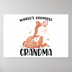 Hjort Doe and Fawn Världsmästare Grandma Poster