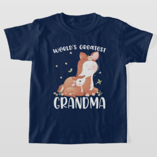 Hjort Doe and Fawn Världsmästare Grandma T Shirt