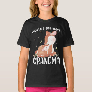 Hjort Doe and Fawn Världsmästare Grandma T Shirt