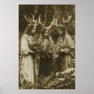 Hjort Druid Häxor Samlingskonst Fotografi Tryck