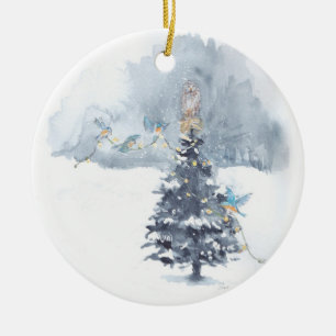 Hjort & ekorre dekorera keramiskt ornament
