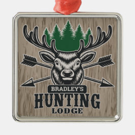 Hjort Elk Hunter ADD NAMN Bow Hunting Lodge Cabin Julgransprydnad Metall