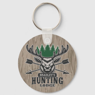 Hjort Elk Hunter ADD NAMN Bow Hunting Lodge Cabin Nyckelring