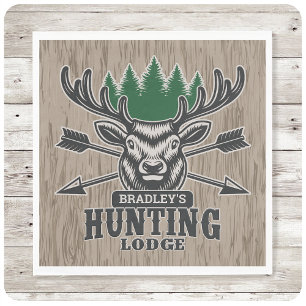 Hjort Elk Hunter ADD NAMN Bow Hunting Lodge Cabin Pappersservett