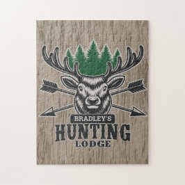Hjort Elk Hunter ADD NAMN Bow Hunting Lodge Cabin Pussel