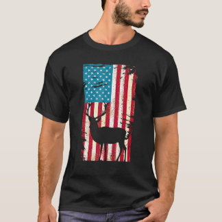 Hjort Elk Hunting Patriotic American Flagga 4th of T Shirt