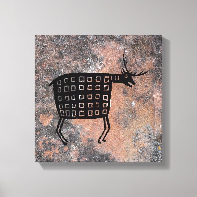 Hjort/Elk, Mimbres Pottery Design Canvastryck (Framsida)