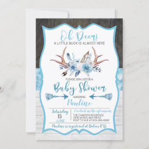 Hjort en liten Buck är nästan här Baby Shower Inbjudningar
