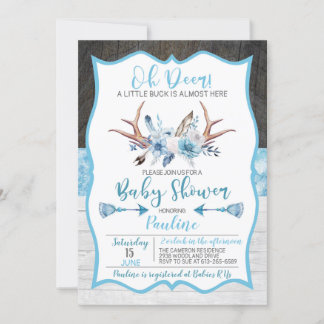 Hjort en liten Buck är nästan här Baby Shower Inbjudningar