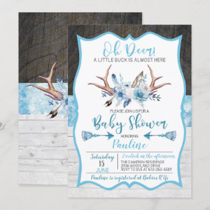 Hjort en liten Buck är nästan här Baby Shower Spara Datumet
