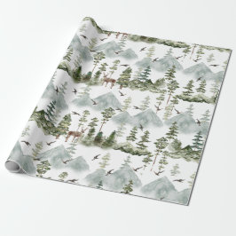 Hjort Evergreen Forest Wrapping Papper Presentpapper