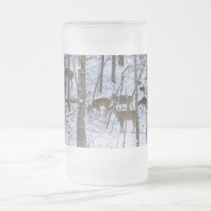 Hjort-familjen i Snö Frosted Glass Beer Mugg