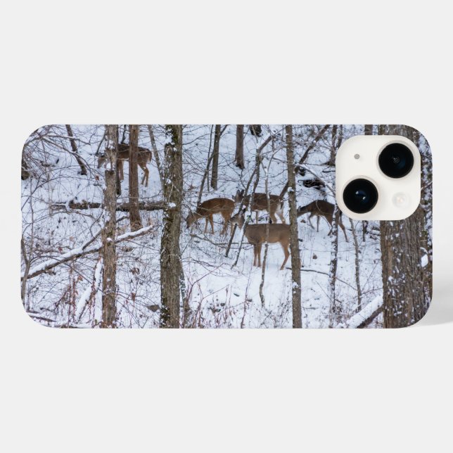Hjort-familjen i Snö iphone case (Baksida (horisontell))