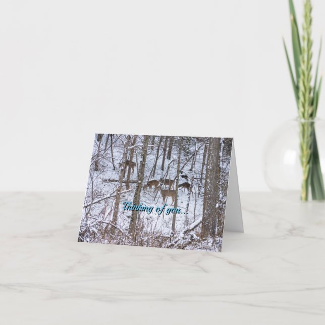 Hjort-familjen i Snö som funderar på ditt kort (Framsida)