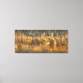 Hjort-familjen på hösten morgon Sol Canvastryck