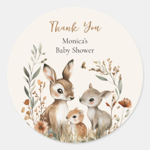 Hjort Family Boho Pampas Baby Shower Gift Runt Klistermärke