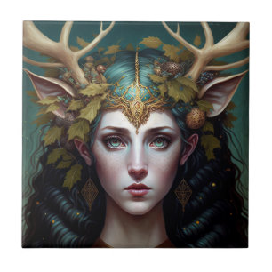 Hjort Fantasy Art Ceramic Tile Kakelplatta