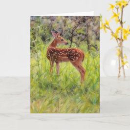 Hjort Fawn Art Nature Note-kort för baby Vild Kort