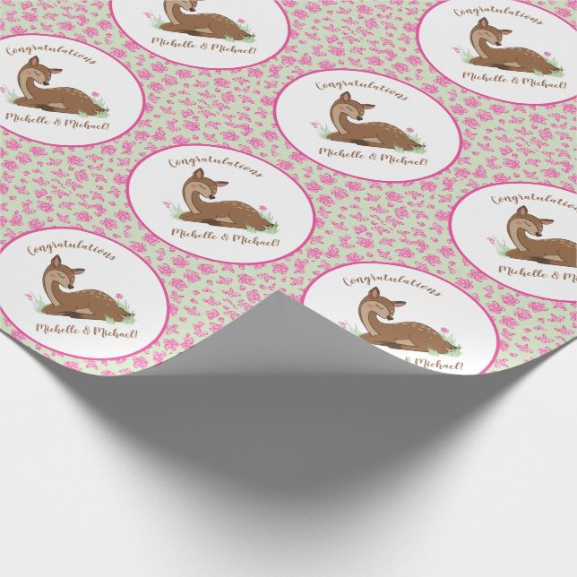 Hjort Fawn Baby Shower Woodland Animals Presentpapper (Hörn)