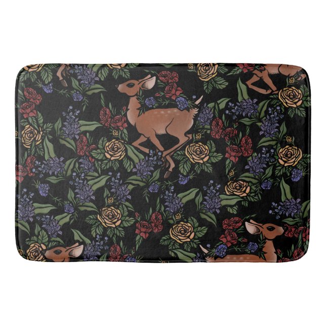Hjort Fawn Blommönster Badrumsmatta (Framsidan)