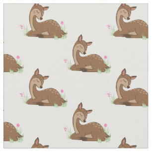 Hjort Fawn Watercolor Baby Nursery Woodland Animal Tyg