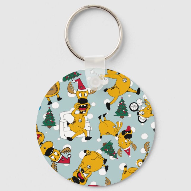 Hjort Festive: juldesign Mönster Nyckelring (Framsida)