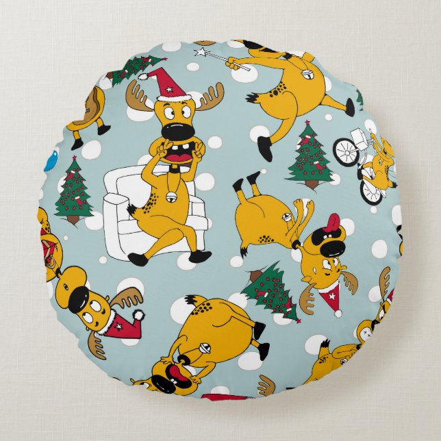 Hjort Festive: juldesign Mönster Rund Kudde (Framsidan)