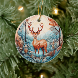 hjort FÖR 3D-KLASSISK CHRISTMAS-VINTAGE Julgransprydnad Keramik