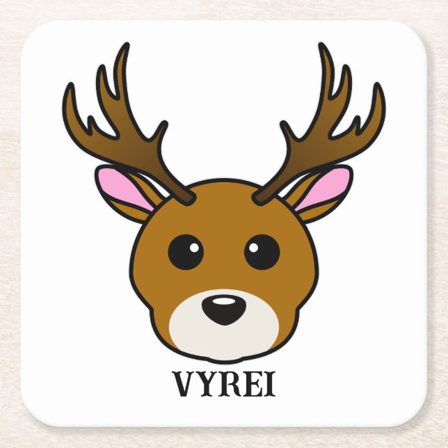 Hjort för akut Tecknad Underlägg Papper Kvadrat (Framsidan)