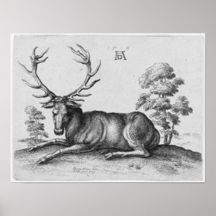 Hjort för Albrecht Durer gravyrfullvuxen Poster